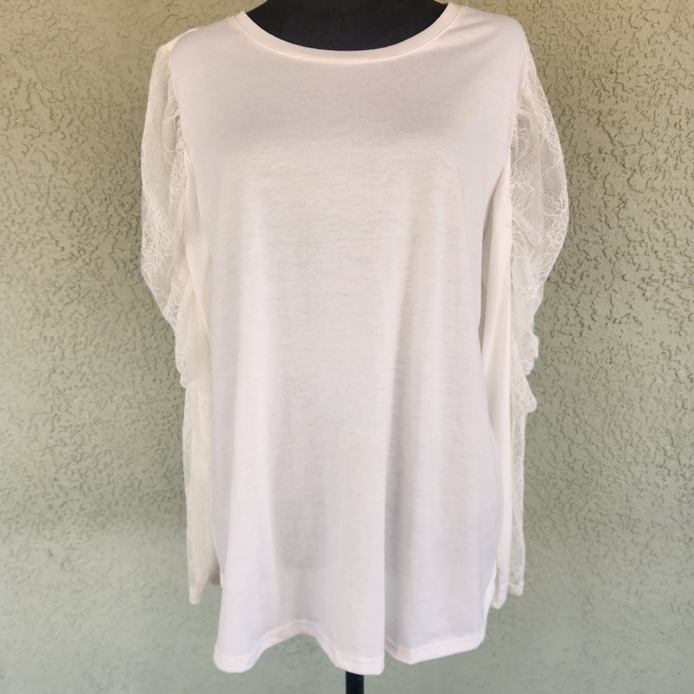 NWT Ivory Laced Long Sleeve Shirt
